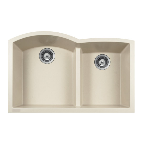 Houzer 33 inch Granite Composite Undermount 60/40 Double Bowl Kitchen